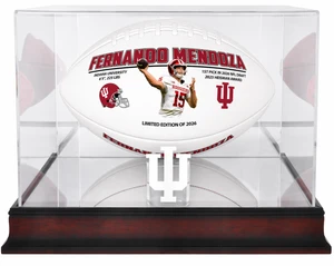 Indiana Hoosiers Logo Football Mahogany Display Case