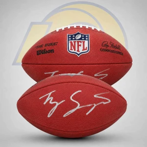 Los Angeles Rams Ty Simpson Autographed Fanatics Authentic Wilson Duke Full Color Football