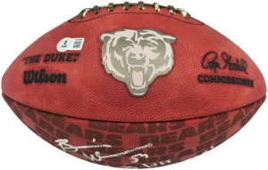 Brian Urlacher Autographed Chicago Bears Official NFL Leather Logo Football w/ “God Bless the Troops” Inscription – Beckett BAS Witnessed