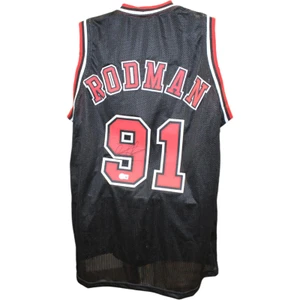 Dennis Rodman Signed Black Chicago Bulls Pro Style Jersey (XL) – NBA Legend Autograph