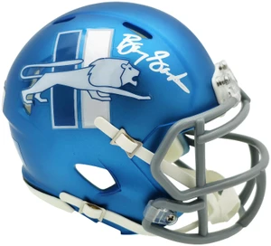 Barry Sanders Autographed Detroit Lions Blue Speed Mini Helmet – Beckett Authenticated NFL Memorabilia