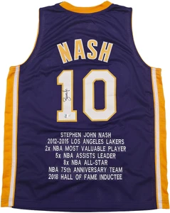 Steve Nash Signed Los Angeles Lakers Stat Jersey (XL) – Autographed NBA Memorabilia