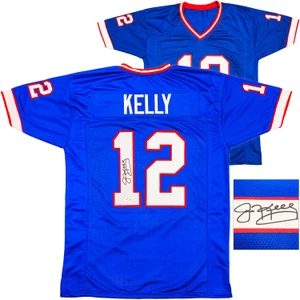 Jim Kelly Autographed Buffalo Bills Blue Jersey XL – Hall of Fame Football Memorabilia