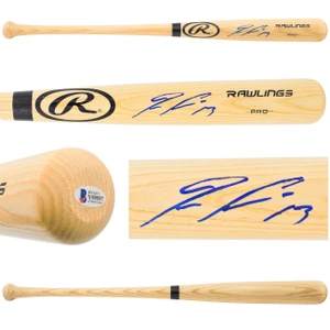 Ronald Acuna Jr. Signed Rawlings Blonde Baseball Bat – Beckett Authenticated MVP Memorabilia
