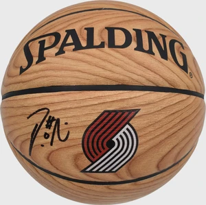 Damian Lillard Autographed Spalding Trail Blazers Wood Logo Basketball (BAS Certified)
