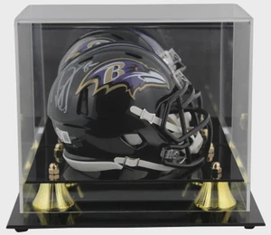 Ray Lewis Signed Ravens Speed Mini Helmet (Silver Autograph, Display Case)
