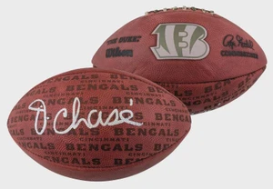 Ja'Marr Chase Signed Bengals Football: Wilson Team Showcase (Autographed NFL Memorabilia)
