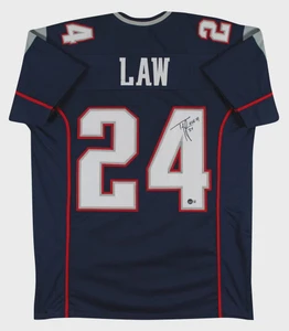 Ty Law Signed Patriots Jersey, HOF 19 Inscription, #24 Collector Item
