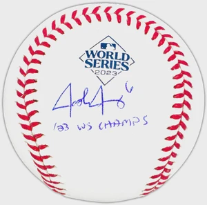 Josh Jung Signed 2023 World Series Baseball: 23 WS Champs Inscription (MLB Memorabilia)