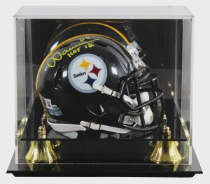 Dermontti Dawson Signed Steelers Speed Mini Helmet (HOF 12) with Display Case
