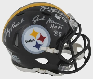 Steelers Speed Mini Helmet: Signed by Lambert, Ham, Russell (HOF Legends)
