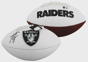Ashton Jeanty Signed Raiders White Panel Logo Football - Autographed Las Vegas Raiders Collectible