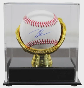 Zac Veen Signed Colorado Rockies Baseball in Gold Glove Display Case (OML)