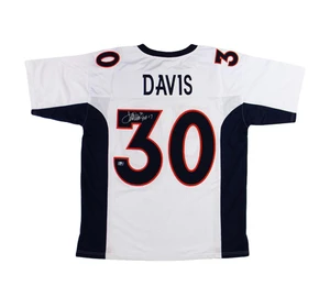 Terrell Davis Signed Denver Broncos White Jersey, HOF 17 Inscription (Hologram Authenticated)

