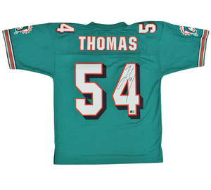 Zach Thomas Signed Miami Dolphins Mitchell & Ness Aqua 2006 Legacy Jersey (Autographed)