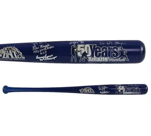 Multi-Signed New York Mets Cooperstown 50 Years Blue Bat (7 Autographs)
