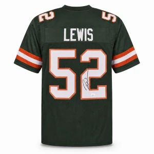 Ray Lewis Signed Miami Hurricanes Green Jersey (XL, Sewn Numbers)