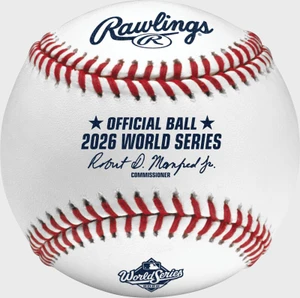 Rawlings official 2026 World Series leather baseball with official ball markings