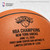 Close-up product image of the New York Knicks Official Championship Basketball mockup, featuring laser-etched Knicks NBA Champions artwork, June 13, 2026 championship details, Frost Bank Center San Antonio, TX location text, and Limited Edition of 2,026 marking. Mockup artwork shown; final artwork pending licensing approval.