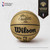 Hero product view of the New York Knicks Gold Edition Championship Basketball, a full-size licensed Wilson commemorative basketball featuring laser-etched Knicks NBA Champions artwork, Wilson branding, NBA logo, Gold Edition details, limited-edition championship markings, and commissioner facsimile signature. Composite leather Size 7 ball. Mockup artwork shown; final artwork pending licensing approval.
