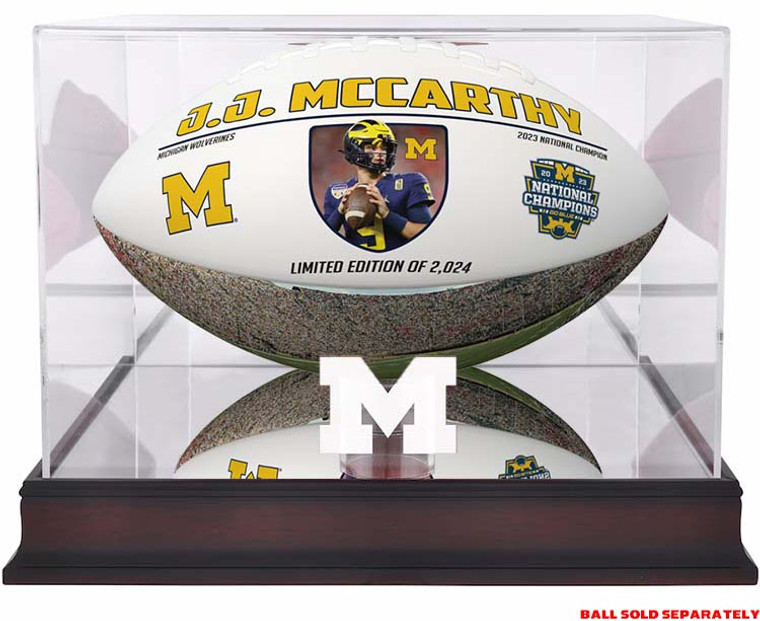 Michigan Wolverines Mahogany Logo Football Case (