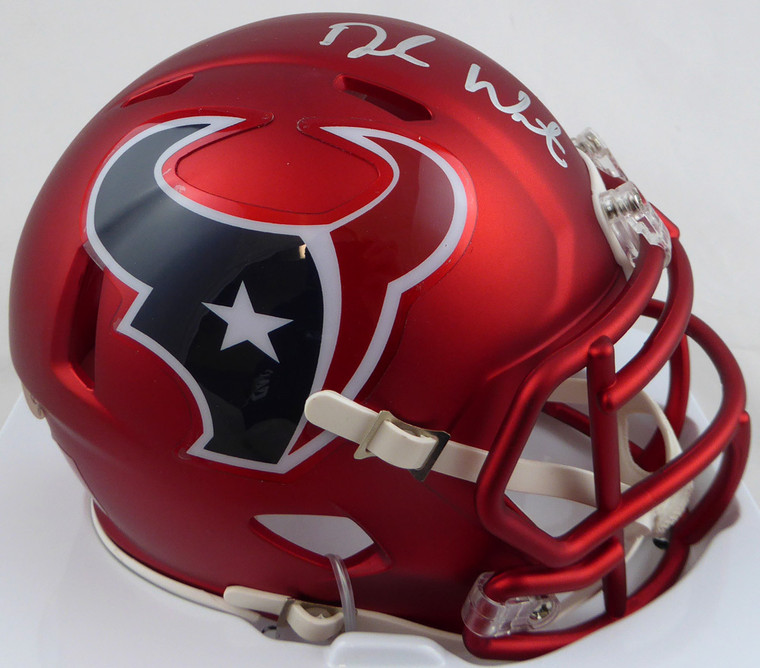 Deshaun Watson Autographed Mini Helmet - Houston Texans Blaze Red Riddell Speed Beckett BAS