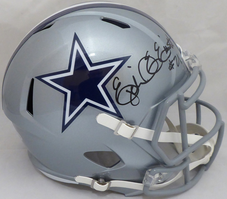 Ezekiel Elliott Autographed Full Size Helmet - Dallas Cowboys Silver Riddell Replica Speed Beckett BAS