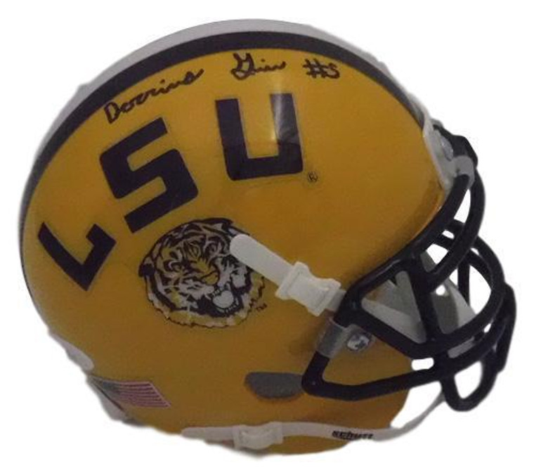 Derrius Guice Autographed Mini Helmet - LSU Tigers Yellow JSA