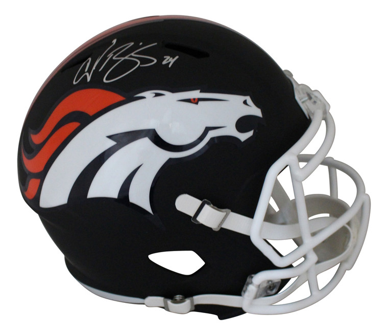 Champ Bailey Autographed Helmet - Denver Broncos Black Matte Replica JSA