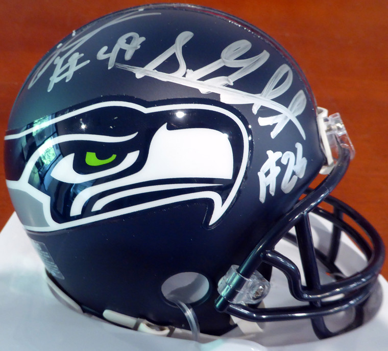 Shaquem & Shaquill Griffin Autographed Mini Helmet - Seattle Seahawks Riddell    in Silver MCS Holo