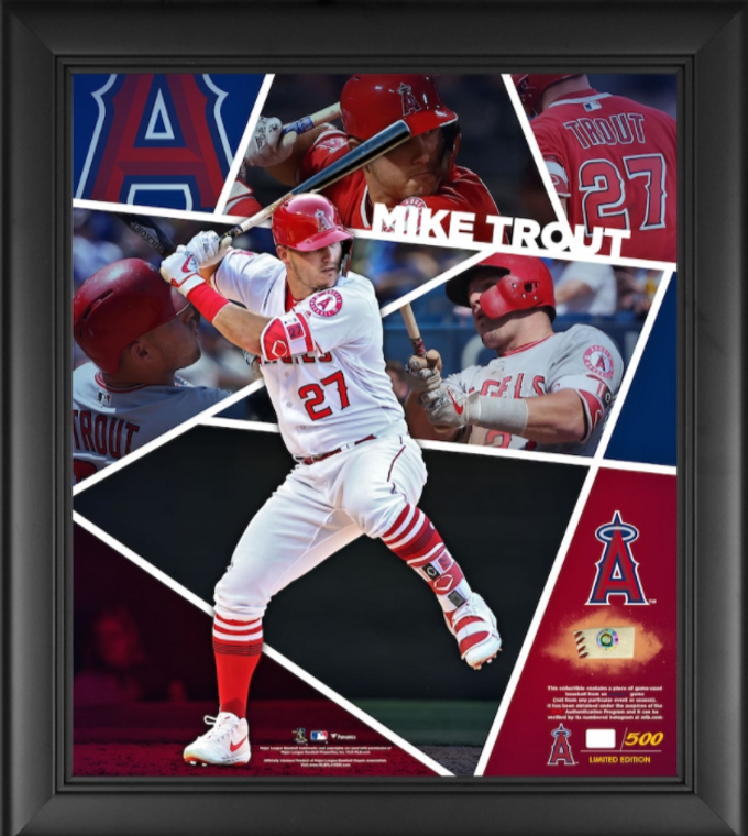 Mike Trout Los Angeles Angels Framed 15" x 17" Impact Player Collage with a Piece of Game-Used Baseball - Limited Editio