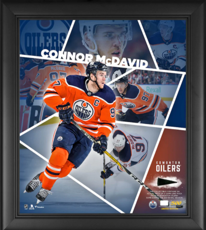 Connor McDavid Edmonton Oilers Framed 15'' x 17'' Impact Player Collage with a Piece of Game-Used Puck - Limited Edition