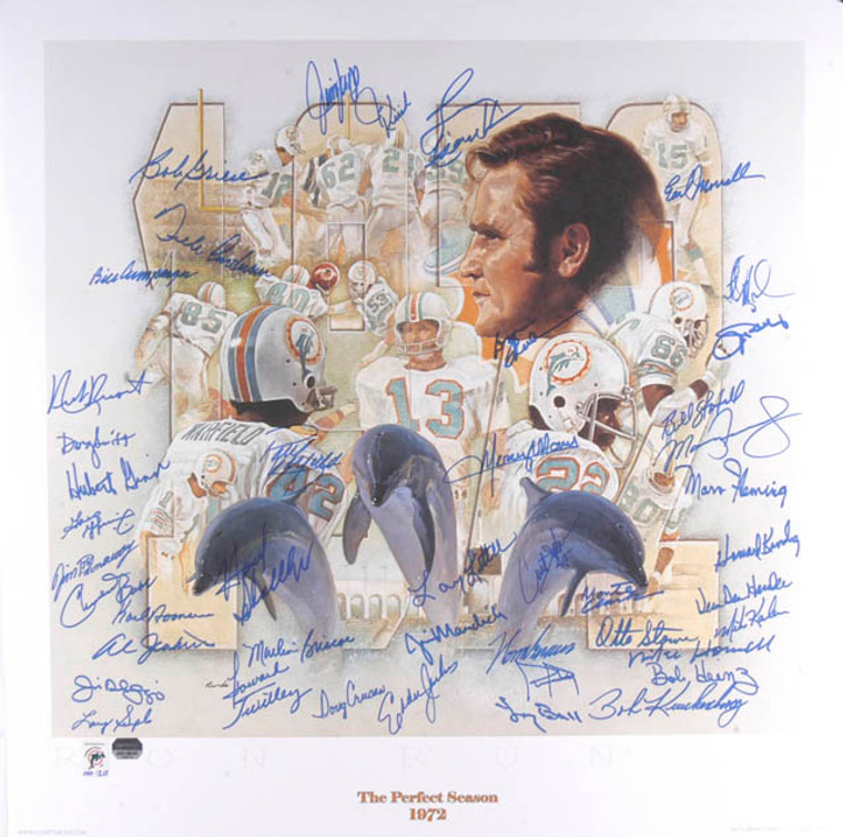 Miami Dolphins 1972 Autographed Undefeated 35th Anniversary Lithograph Limited Edition