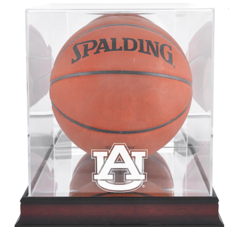  Auburn Tigers Mahogany Antique Finish Basketball Display Case with Mirror Back 