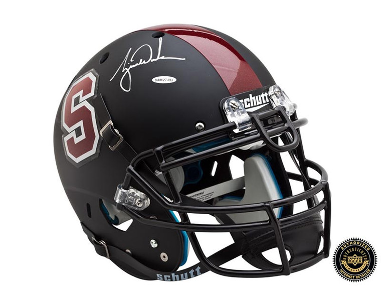 TIGER WOODS AUTOGRAPHED BLACK STANFORD AUTHENTIC HELMET