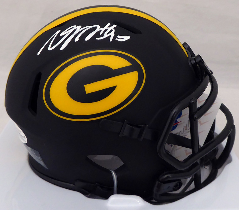 Davante Adams Signed Eclipse Black Green Bay Packers Speed Mini Helmet