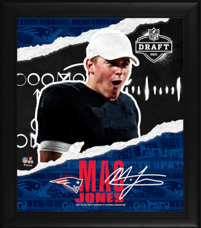 Mac Jones New England Patriots Facsimile Signature Framed 2021 NFL Draft Day Collage