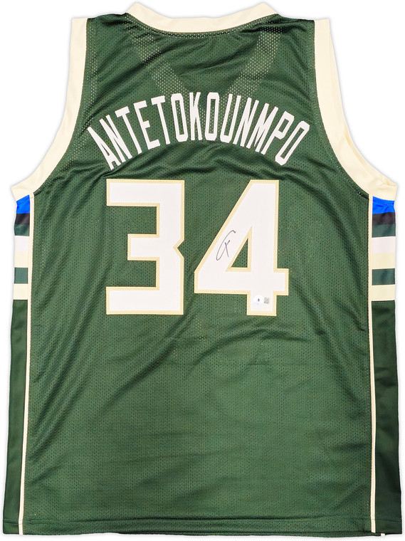 Giannis Antetokounmpo Milwaukee Bucks Autographed Green Custom Jersey