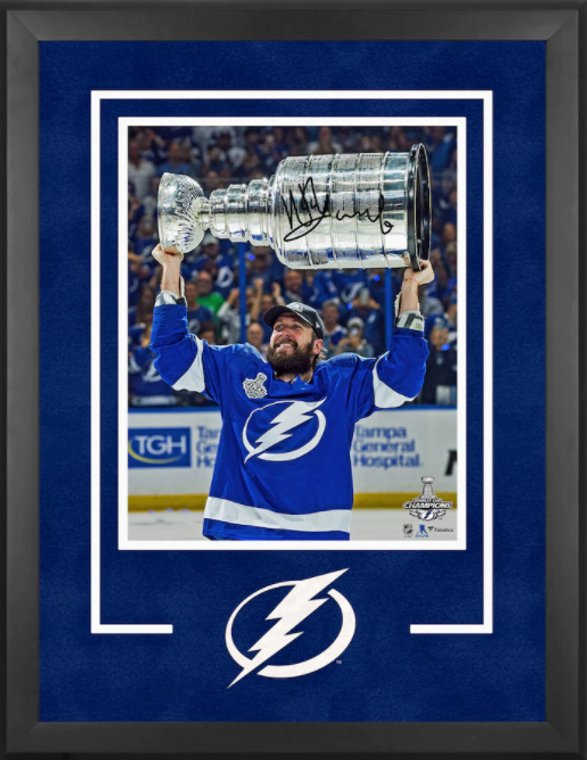 Tampa Bay Lightning Nikita Kucherov 2021 Stanley Cup Champions Signed Deluxe Framed 2021 Stanley Cup Champions 16" x 20" Raising Cup Photograph