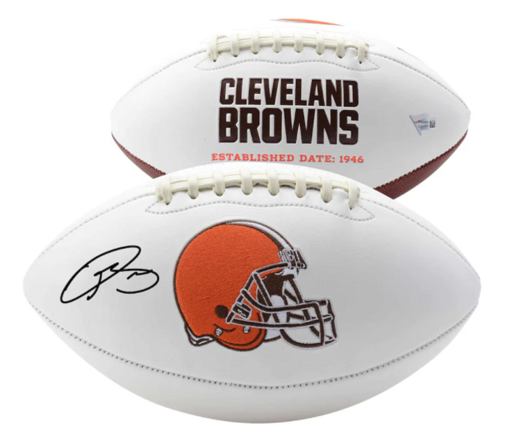 Odell Beckham Jr Cleveland Browns Signed Logo White Panel Football