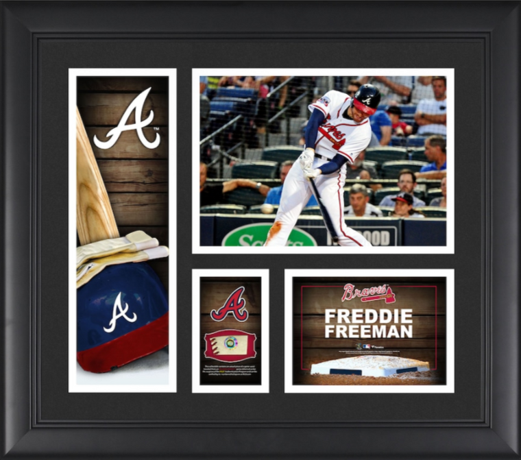 Freddie Freeman Atlanta Braves Framed 15" x 17" Player Collage with a Piece of Game-Used Ball