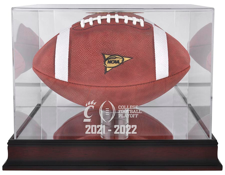 Cincinnati Bearcats Logo Mahogany Football Display Case 