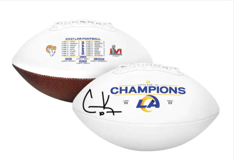 Cooper Kupp Los Angeles Rams Signed Super Bowl LVI Champions White Panel Football