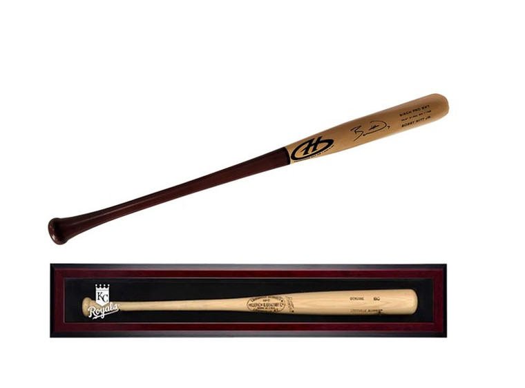 Bobby Witt Jr. Kansas City Royals Signed Blonde Homewood Game Model Bat w/Logo Deluxe Baseball Bat Display Case