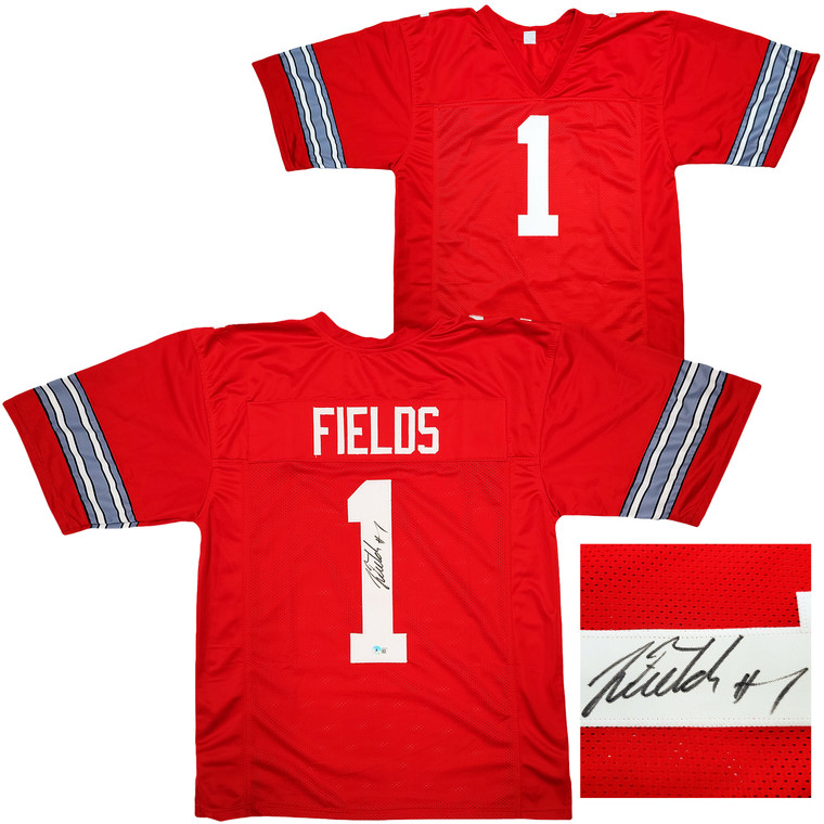 Justin Fields Ohio State Buckeyes Signed Red jersey