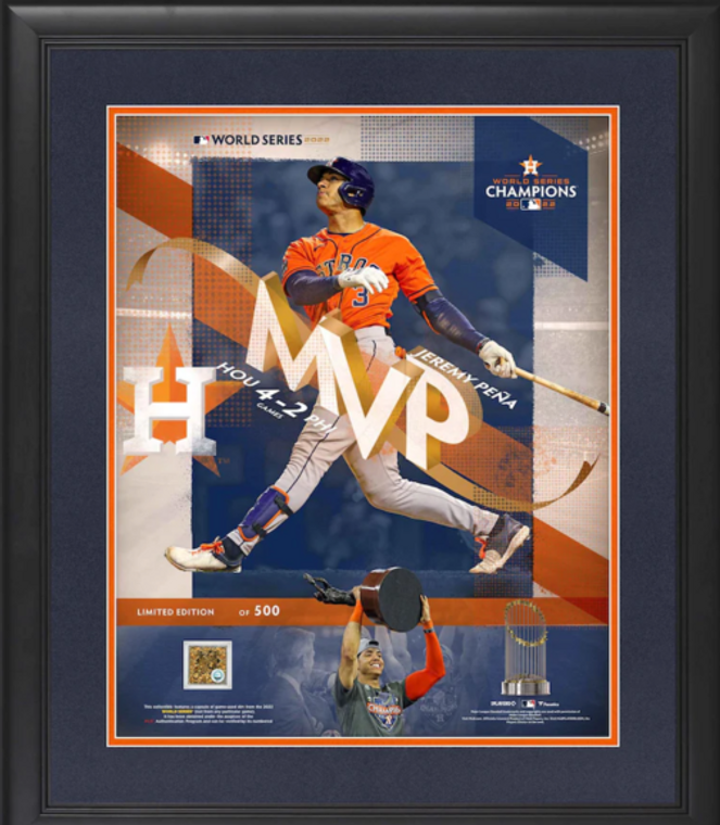 Jeremy Pena Houston Astros 2022 MLB World Series MVP Framed Collage with a Piece of Game-Used World Series Dirt - Limited Edition of 500