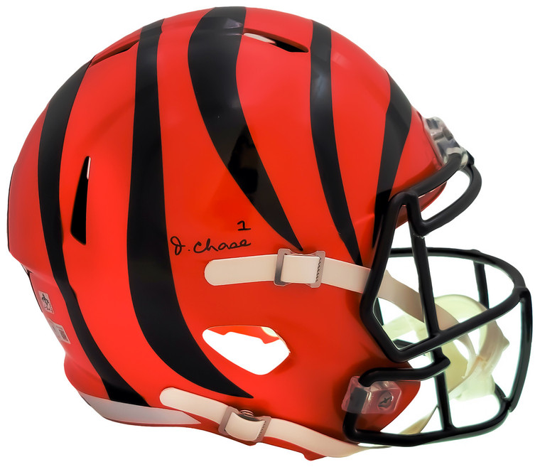 Ja'Marr Chase Cincinnati Bengals Signed Full Size Replica Speed Helmet 