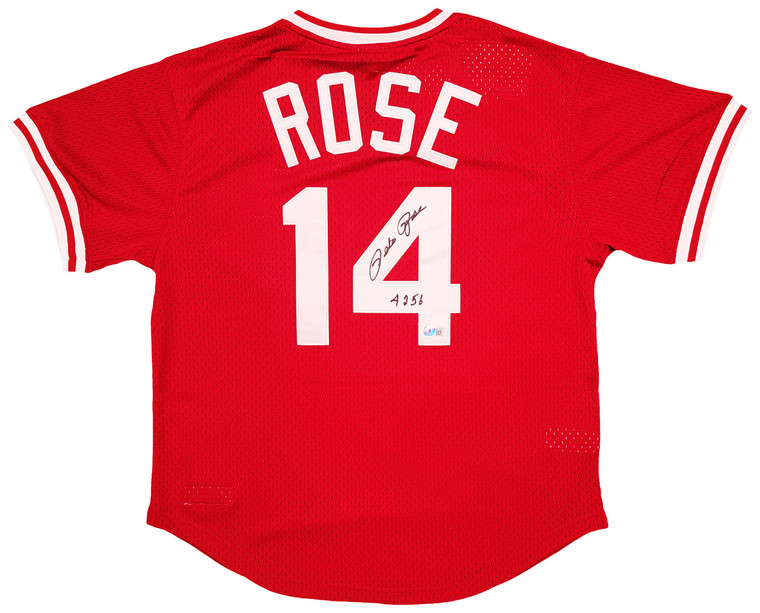 Cincinnati Reds Pete Rose Autographed Red Authentic Mitchell & Ness Cooperstown Authentic Collection Jersey Size L "4256"
