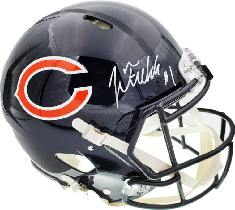 Justin Fields Autographed Chicago Bears Blue Full Size Authentic Speed Helmet