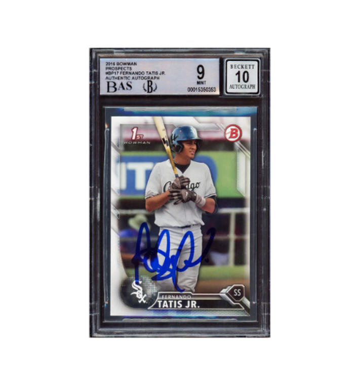  Fernando Tatis Jr. Autographed 2016 Bowman Prospect Rookie Card #BP17 San Diego Padres BGS 9 Auto Grade Gem Mint 10